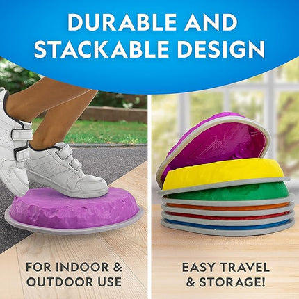 NATIONAL GEOGRAPHIC Stepping Stones for Kids – 6 Durable Non-Slip Stones Encourage Toddler Balance & Gross Motor Skills, Indoor & Outdoor Toys, Balance Stones, Obstacle Course (Amazon Exclusive)
