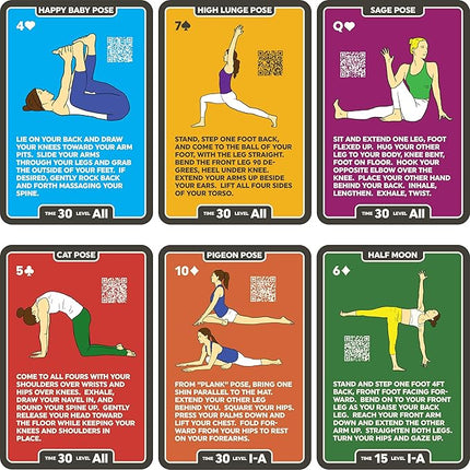 Stack 52 Yoga Exercise Cards: Designed by Certified Yoga Instructor. Video Instructions Included. Beginner to Advanced Poses and Asana Workout Games. Improve Fitness and Flexibility. (Base Deck)