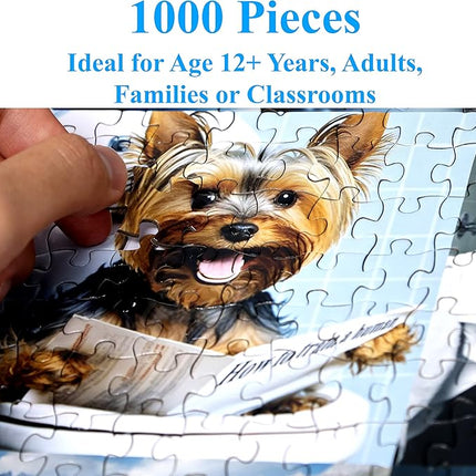 Think2Master Pooping Dogs & Puppies 1000 Pieces Jigsaw Puzzle. Pooping Puppies, Funny Bathroom Decoration, Gag Gift. Fun Toy Teens, Adults, Seniors & Families. Great for Kids 13+ Size: 26.8” x 18.9”