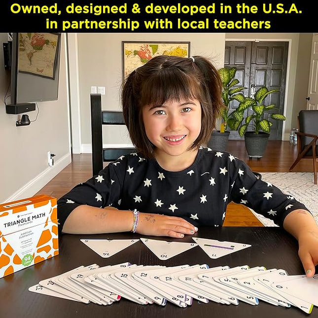 Think Tank Scholar Triangle Addition & Subtraction Flash Cards Set (376 Math Equations), All Facts 0-12 - Color Coded, for Kids in Kindergarten, 1ST, 2ND & 3RD Grade - Has Three Corners