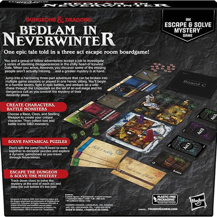 Hasbro Gaming Dungeons & Dragons: Bedlam in Neverwinter Board Game, Escape Room, Cooperative Strategy Games for Ages 12+, 2-6 Players, 3 Acts Approx. 90 Mins Each (Amazon Exclusive)