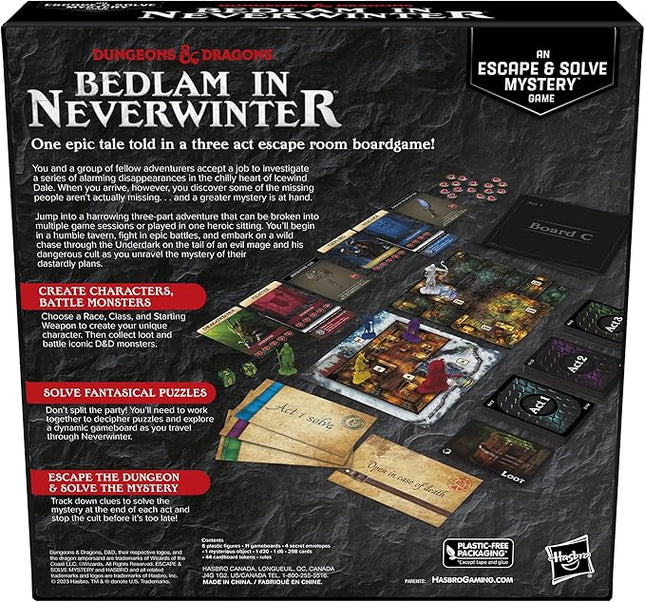 Hasbro Gaming Dungeons & Dragons: Bedlam in Neverwinter Board Game, Escape Room, Cooperative Strategy Games for Ages 12+, 2-6 Players, 3 Acts Approx. 90 Mins Each (Amazon Exclusive)