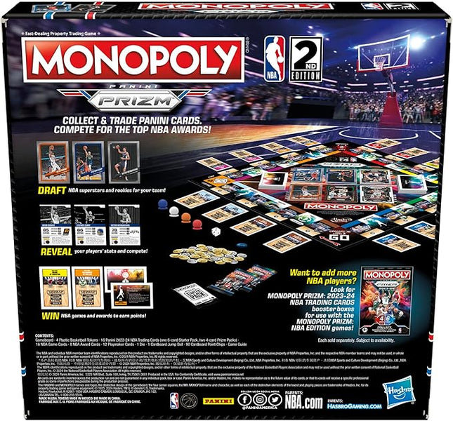 Monopoly Prizm: NBA 2nd Edition Board Game | Monopoly Game with 2023-24 Panini NBA Trading Cards | Ages 8 and Up | 2 to 4 Players | Basketball Games