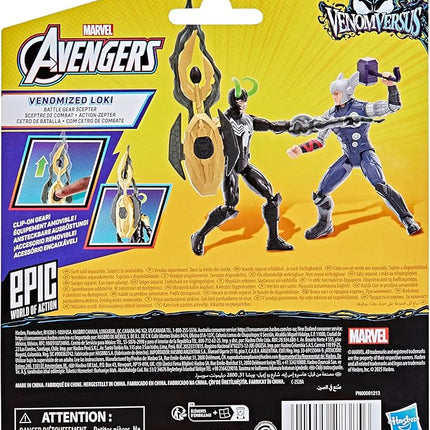 Avengers Marvel VenomVersus Epic World of Action Venomized Loki Figure with Battle Gear Accessories, 4-Inch Super Hero Toys for Kids Ages 4+