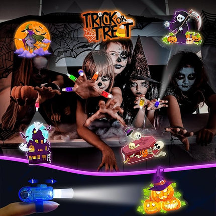 24PCS Halloween Theme Party Favors-LED Finger Lights：Glow-in-the-Dark Light-Up Toys Bulk for Kids Halloween Goodie Bag Fillers Basket Stuffers and Trick or Treat Non Candy Gifts, Classroom Prizes