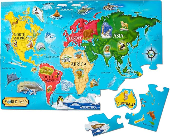 Melissa & Doug World Map Jumbo Jigsaw Floor Puzzle (33 pcs, 2 x 3 feet)