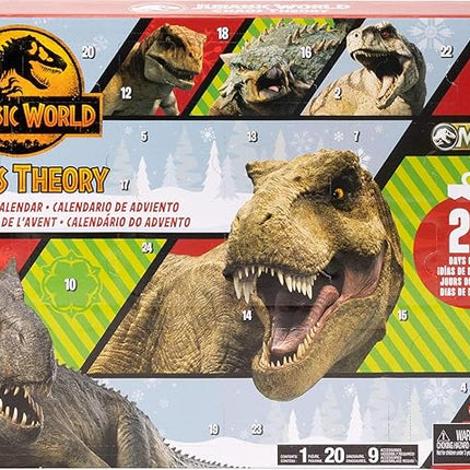 Mattel Jurassic World: Chaos Theory Advent Calendar with 24 Days, 30 Dinosaur-Related Toy Surprises, 20 Mini Dinos, 1 Human, 9 Fence Pieces
