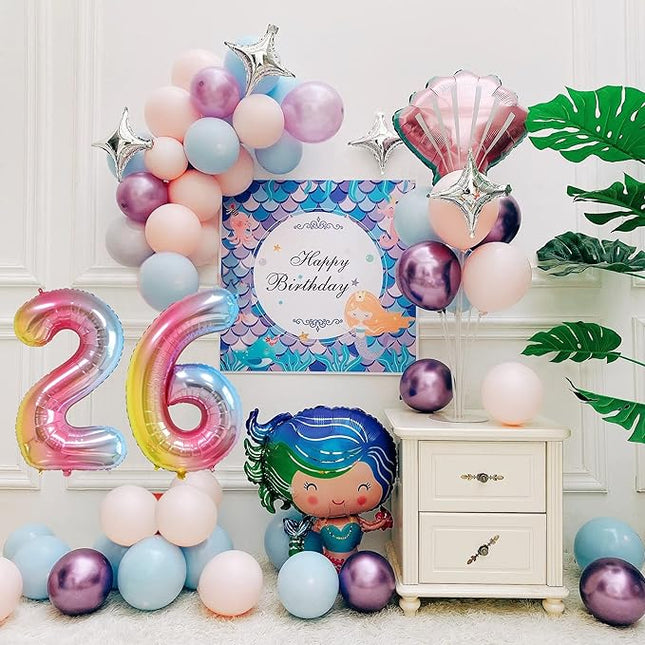 Smlpuame 40 Inch Number Balloons 0-9 Rainbow Gradient Large Number 26 Balloons, Digital Balloons for Birthday Party Celebration Decorations, Helium Foil Number Balloons for Wedding Anniversary