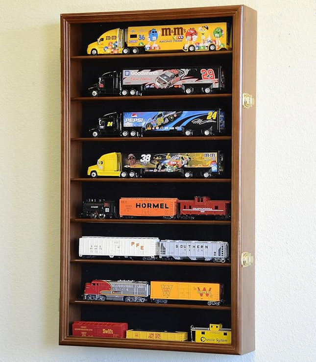 Hot Wheels 1/64 Scale Trailer Rig Model Car Display Case Cabinet w/98% UV Door