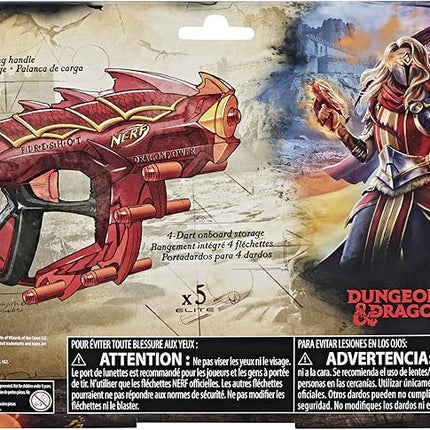 NERF DragonPower Fireshot Dart Blaster, Inspired by Dungeons and Dragons, 5 Darts, 4-Dart Storage, Priming Handle
