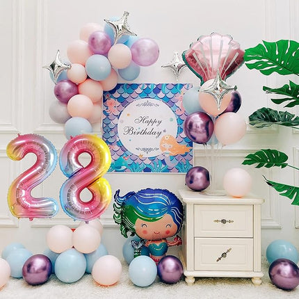 Smlpuame 40 Inch Number Balloons 0-9 Rainbow Gradient Large Number 28 Balloons, Digital Balloons for Birthday Party Celebration Decorations, Helium Foil Number Balloons for Wedding Anniversary