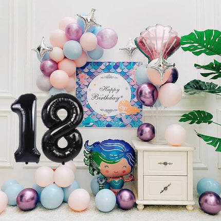 Smlpuame 40 inch Number Balloon 0-9 Black Large Number 18 Balloons,Digital Balloons for Birthday Party Celebration Decorations Supplies, Helium Foil Number Balloons for Wedding Anniversary