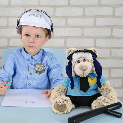 DolliBu Polar Bear Police Officer Super Soft Plush Toy - Soft Polar Bear Cop Stuffed Animal Dress Up with Cute Cop Uniform and Cap Outfit - Gift with Personalization - 10 Inches