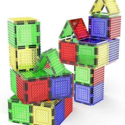 PicassoTiles Magnetic Building Blocks Brick Tiles STEM Creative Magnet Tiles Add Ons Set Construction Toy Socket Spikes Accessory Toys Educational Imaginative Learning Kit Stacking Set Toddlers Colors