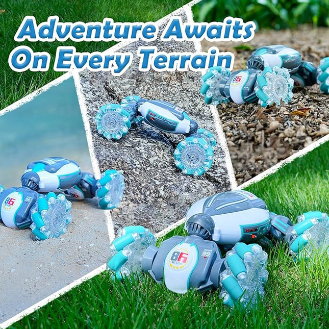 PREPOP Gesture Sensing RC Stunt Car, Birthday for Age 6 7 8-12 13+ Year Old Boys - Cool Toys for Kids, Hand Controlled Remote Control Twist Vehicle with Lights & Music, 4WD Rotating