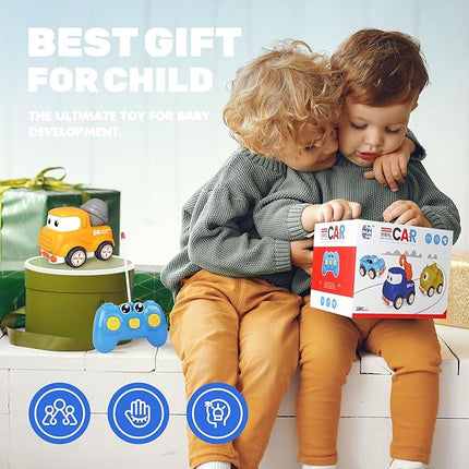 Remote Control Car for Toddlers 18M+,Safe & Durable Cartoon Silicone Crash-Resistant RC Car,Toys for 18M+ Years Old Green Cars with LED Light & Music,Christmas Birthday Gift Ideas for Kid Girls & Boys