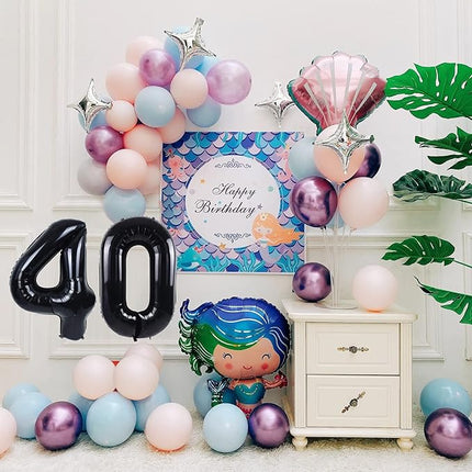 Smlpuame 40 inch Number Balloon 0-9 Black Large Number 40 Balloons,Digital Balloons for Birthday Party Celebration Decorations Supplies, Helium Foil Number Balloons for Wedding Anniversary