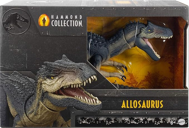 Mattel Jurassic World Hammond Collection Allosaurus Dinosaur Action Figure, Premium Movie Design, Glass Eyes & Wired Tail, 19 Points of Articulation