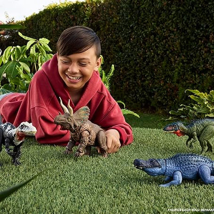 Mattel Jurassic World Rebirth Gigantic Thrashers Dinosaur Figure, Purussaurus Large Species Toy, 2 Rampage Attacks, Digital Play