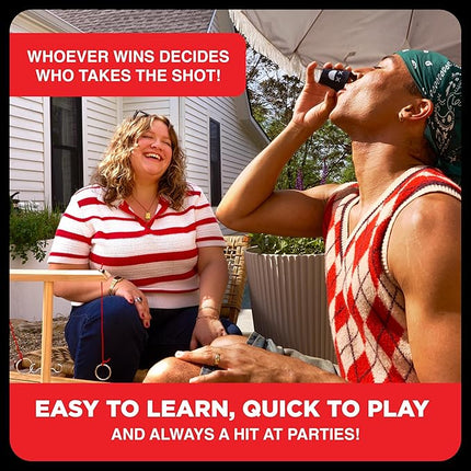 Buzzed 4-Way Hook & Ring Drinking Game for A Bachelor Party, Fun Social Drinking Games, Adult Games and Party Games, Includes 1 Hook and Ring Unit, 4 Pawns, 1 Cup, and Instructions