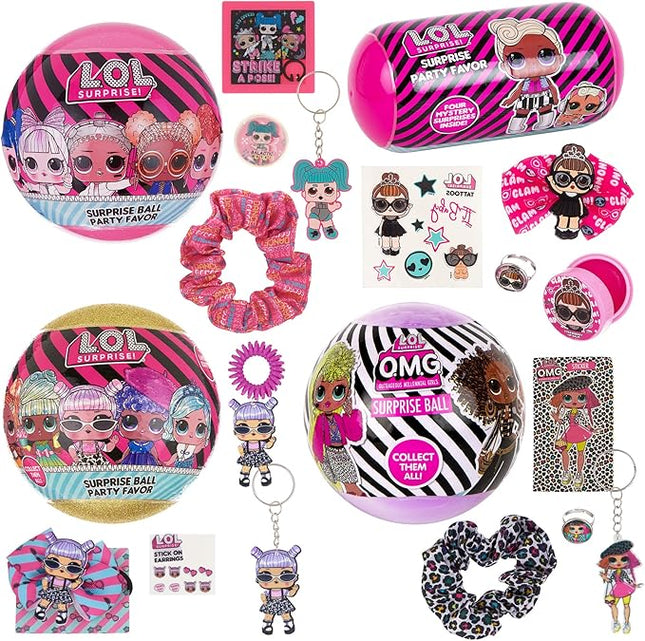 L.O.L. Surprise! 4-Pack Novelty Assortment Balls Value Pack - OMG Birthday Party Favors & Accessories for Girls