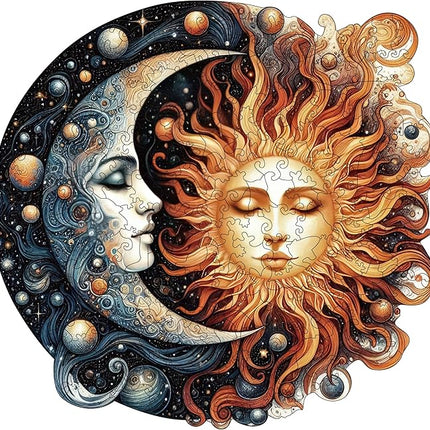 Wooden Puzzles for Adults, Sun and Moon Wood Puzzles 200 Pieces, Irregular Animal Shaped Unique Wooden Jigsaw Puzzles, Creative Ghristmas Gift for Teenagers and Adults