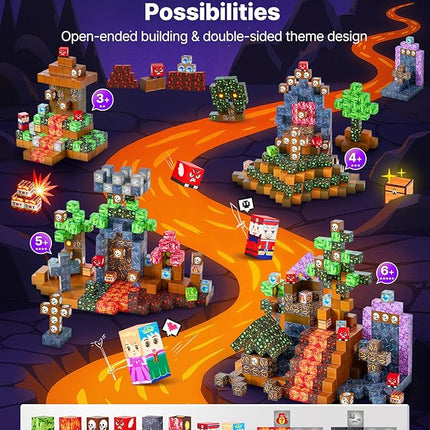 VEVOR Magnetic Blocks, 100 PCS Dark Castle Set, Magnetic Building Cubes for Kids, STEM Montessori Sensory Toys for Christmas Birthday Gift, Construction Stacking Toy for 3+ Years Old Boys & Girls