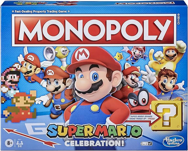 Monopoly Super Mario Celebration Edition Board Game for Super Mario Fans for 4 Players Ages 8 and Up, with Video Game Sound Effects