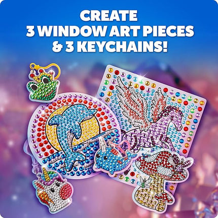 Blue Marble Ultimate Diamond Painting Kit for Kids – 6 Craft Activities with 1500+ Gems, Make 3 Window Art Pieces & 3 Keychains, Includes Applicator Pens, Gem Trays & Stencils, Kids Crafts