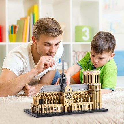World Famous Architecture Micro Building Blocks Set Notre Dame De Paris 7380 PCS, Creative DIY Big Model Kit for Adults or Teens Ages of 14+