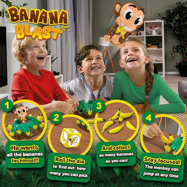 Goliath Banana Blast - Pull The Bananas Until The Monkey Jumps Game - Includes a Fun Colorful 24pc Puzzle by Goliath , Green
