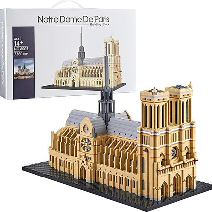 Big Architecture Model Kits Notre Dame Micro Blocks 7380 Pieces Paris Building Kit | Impressive Detail |Challenging Build | Lower Price Sturdy Structure|Gift for Kids and Adults