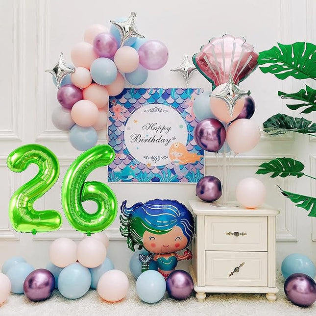 Smlpuame 40 inch Number Balloon 0-9 Green Large Number 26 Balloons,Digital Balloons for Birthday Party Celebration Decorations Supplies, Helium Foil Number Balloons for Wedding Anniversary