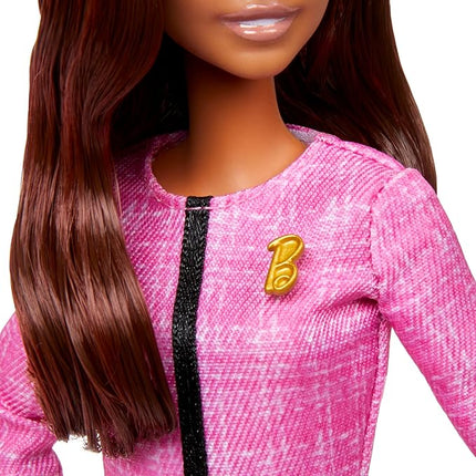 Barbie Careers Doll & Accessories, Future Leader with Light Brown Hair Wearing Outfit with 2 Golden Bracelets & “B” Pin, Includes Sticker for Kids