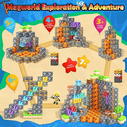 100PCS Magnetic Blocks Building Toys, Gem Cave Adventure Building Craft, Learning Sensory Toys for Boys Girls Age 3-12, Game Gift for Kids Little Gamers (0.8 inch)