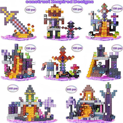 Magnetic Blocks, 120 PCS Magnetic Building Blocks, STEM Constructions Magnet Blocks for Boys Girls Age 3 4 5 6 7 8 9 10, Sensory Stacking Toy Christmas Birthday Gifts for Kids