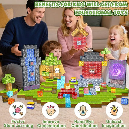 Magnetic Blocks,170PCS Magnetic Building Blocks Upgraded Sensory Toys Construction Set,Magnets Cubes Building Toys for Kids Games,Toddler Montessori Stacking Magnets for 3+ Boys Girls Birthday Gifts