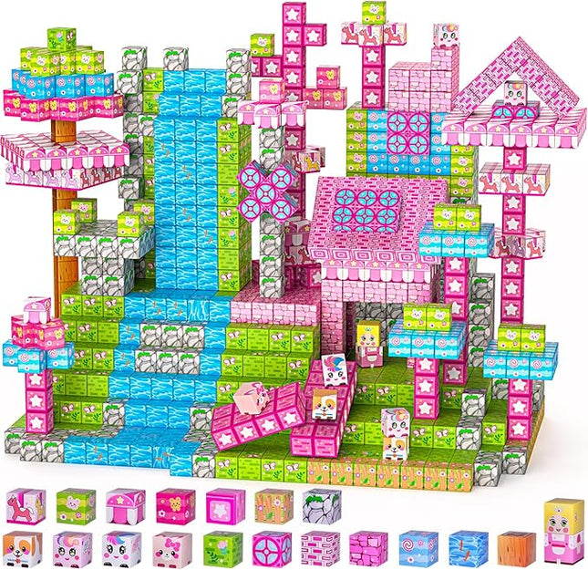 Magnetic Blocks,150PCS Magnetic Building Cube Game,Magnet Blocks Tiles Constructions Toys,STEM Educational Building Blocks for Kids,Christmas Birthday Gifts for Boys and Girls Age 3+ Years Old