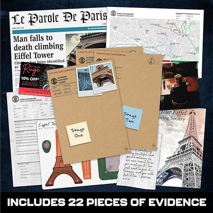 Lucky Egg MMC Death in The Eiffel Tower – Thrilling Murder Mystery Games for Adults in Paris – 22 Realistic Evidence Pieces, 150 Min Gameplay (3/5 Difficulty) – Cold Case Files Game for 1-10 Players