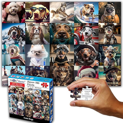 Think2Master Cute Dogs 500 Pieces Jigsaw Puzzle Featuring heartwarming Puppies and Dogs. Fun Teens, Seniors & Families. Great Gift for Kids Ages 13+ Size: 26.8” x 18.9”