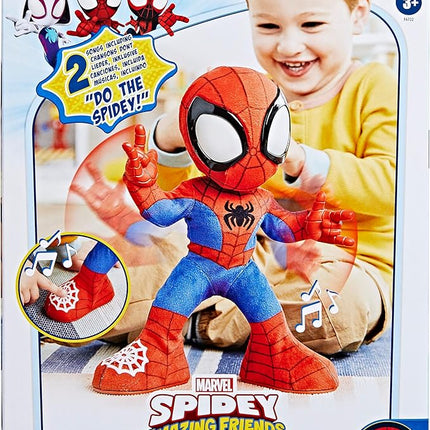 Spidey and his Amazing Friends Marvel Dance 'N Crawl Spidey, Interactive Plush Toy with 20 Phrases & Sounds, 2 Songs, Super Hero Toys for Kids 3 & Up