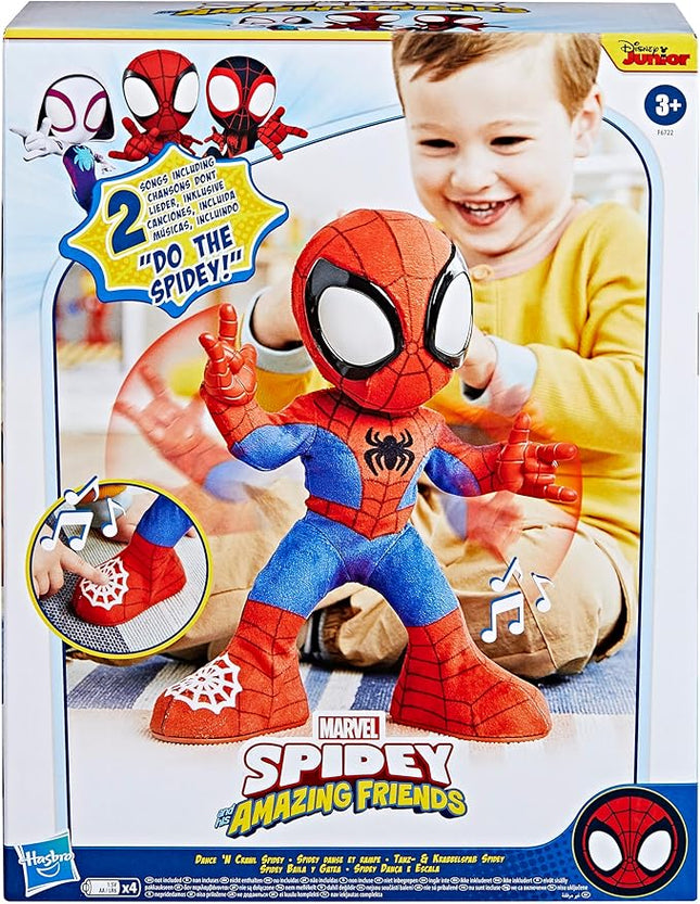 Spidey and his Amazing Friends Marvel Dance 'N Crawl Spidey, Interactive Plush Toy with 20 Phrases & Sounds, 2 Songs, Super Hero Toys for Kids 3 & Up