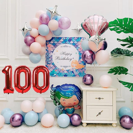 Smlpuame 40 inch Number Balloon 0-9 Red Large Number 100 Balloons,Digital Balloons for Birthday Party Celebration Decorations Supplies, Helium Foil Number Balloons for Wedding Anniversary