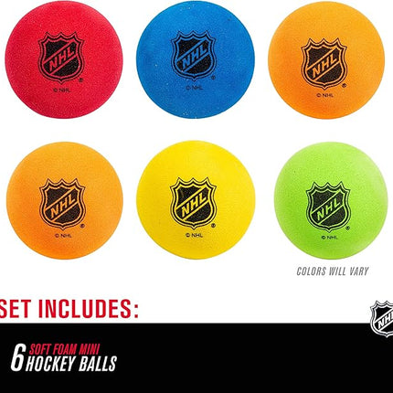Franklin Sports Mini - Indoor Floor Hockey Balls for Kids - 6 Soft Foam Balls - Assorted Colors