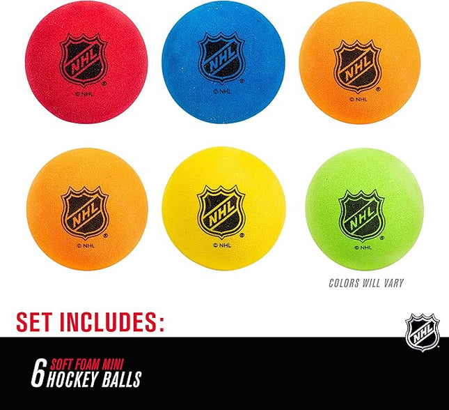 Franklin Sports Mini - Indoor Floor Hockey Balls for Kids - 6 Soft Foam Balls - Assorted Colors
