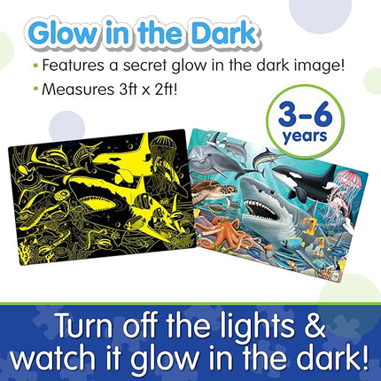 The Learning Journey Puzzle Doubles Glow in The Dark - Sea Life - 100 Piece Glow in The Dark Preschool Puzzle (3 x 2 feet) - Educational Gifts for Boys & Girls Ages 3 and Up, Model Number: 115220