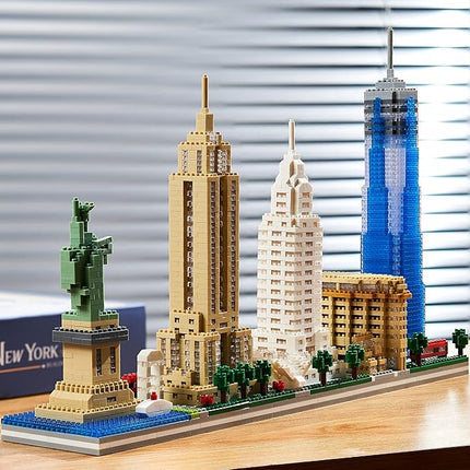 City Architecture New York Skyline Micro Building Blocks Set for Adults NYC Skyline Collection Model Kit for Teens Kids Age of 14+ 3452 Pieces