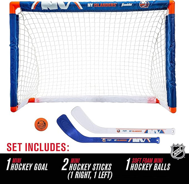 Franklin Sports NHL Mini Hockey Set - Kids Indoor Knee Hockey Goal, Ball, + 2 Stick Combo - Youth Team Indoor Toy Set - Official - Ages 3+