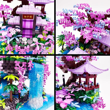 2588 PCS Cherry Blossom Bonsai Tree Building Block Sets for Adults Teens，Chinese Moon Palace Architecture Model，Micro Mini Japanese Sakura Tree House Building Kit，Creative Gift for Kids 14+