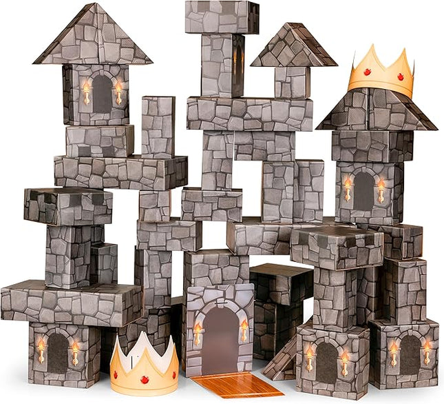 National Geographic Jumbo Cardboard Building Blocks – 45-Pc. Extra-Thick Cardboard Bricks for Kids, Build a Castle Play House, Indoor Playhouse, Large Building Blocks, Kids Giant Blocks